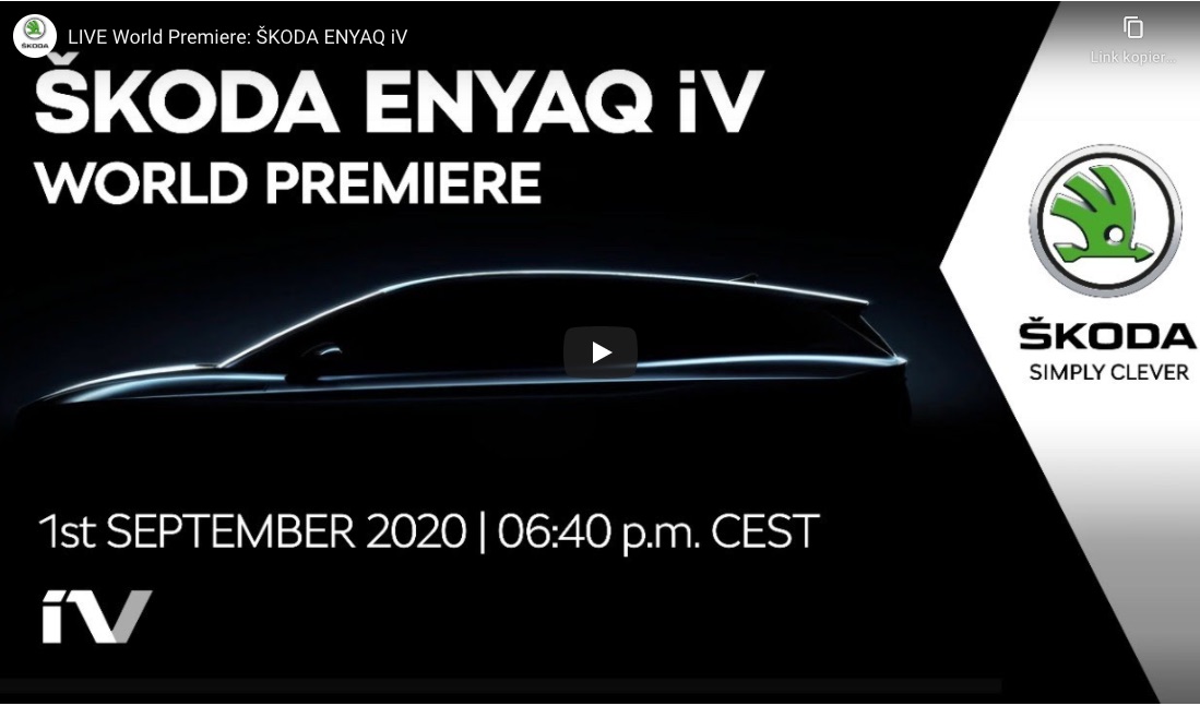 Skoda Weltpremiere Weltpremiere des neuen ENYAQ iV findet heute in Prag statt