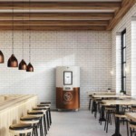 Bar with poster and lamps